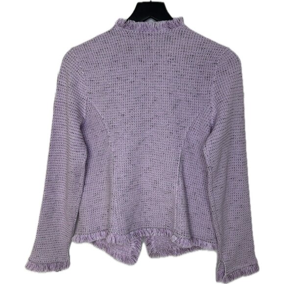 NIC+ZOE FRINGE MIX KNIT POCKET JACKET Open Front Blazer Tulip M NWT - Picture 3 of 9